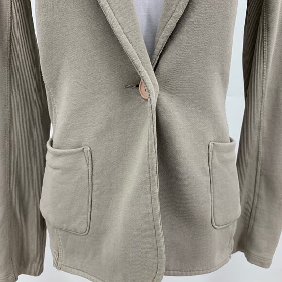 James Perse Blazer Womens 2 Taupe Standard Knit One Button Cotton Shawl Collar - Picture 3 of 12